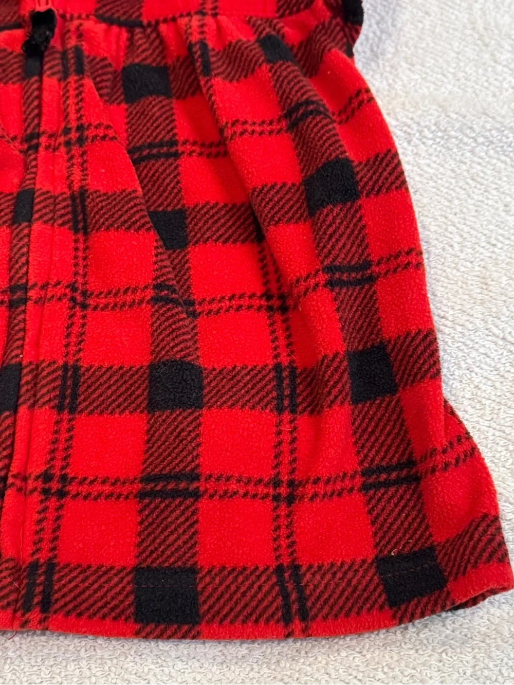 Carter's Toddler Girl Red Plaid Ruffle Fleece Top Sherpa Lined Fuzzy Collar 24mo